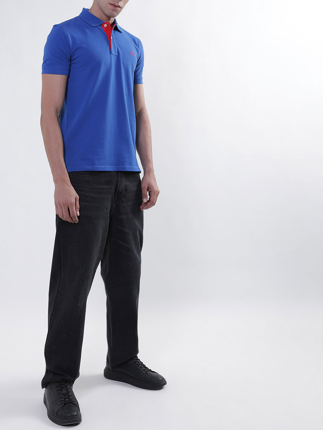 Gant Blue Contrast Pique Slim Fit Polo T-Shirt