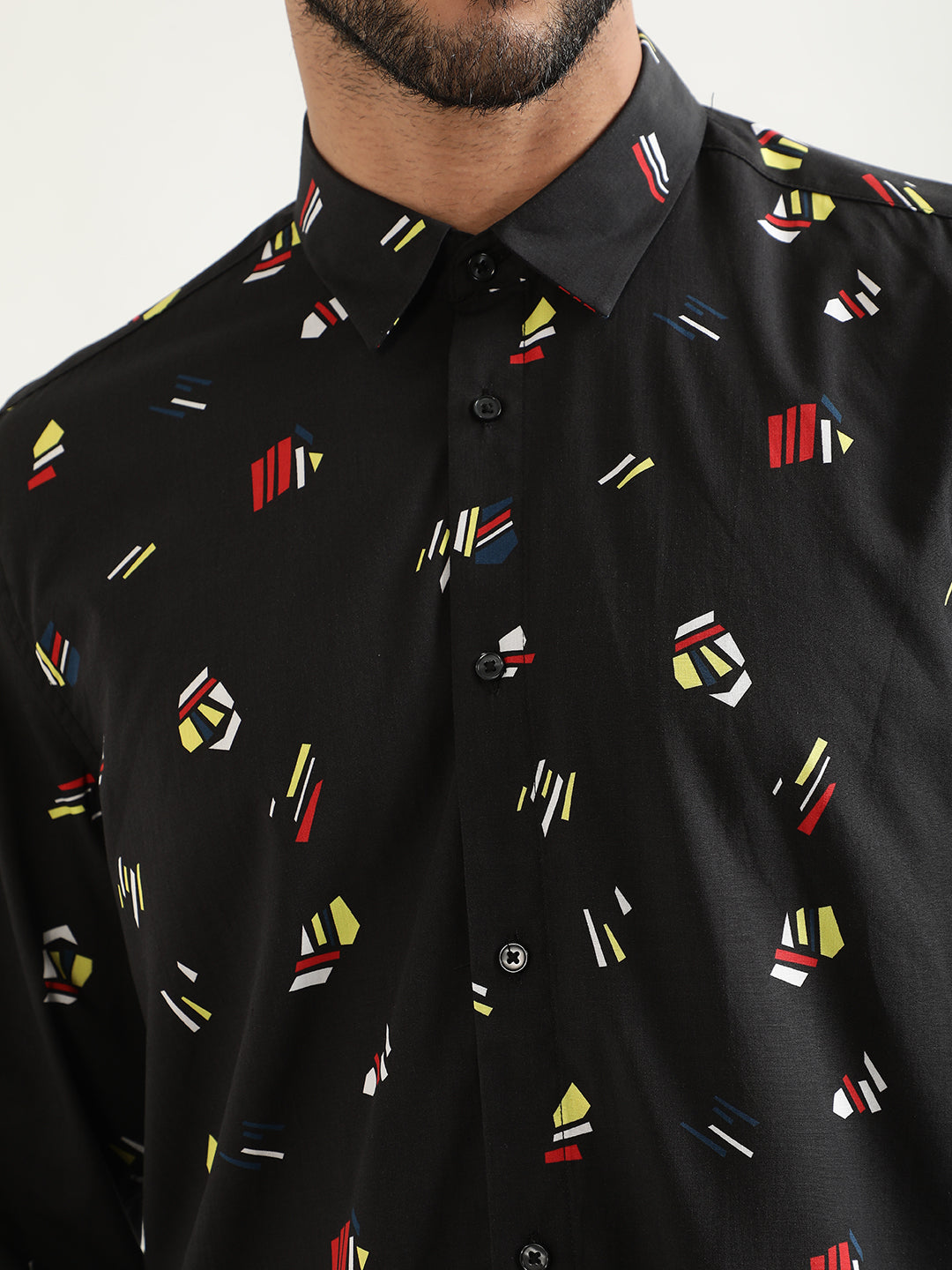 Antony Morato Black Printed Regular Fit Shirt