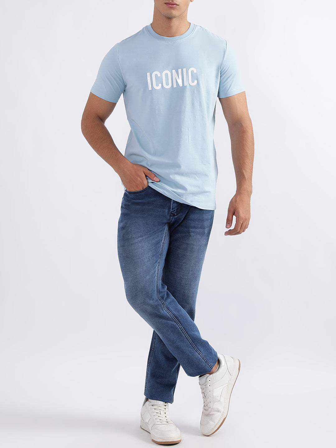 Iconic Sky Blue Logo Regular Fit T-Shirt