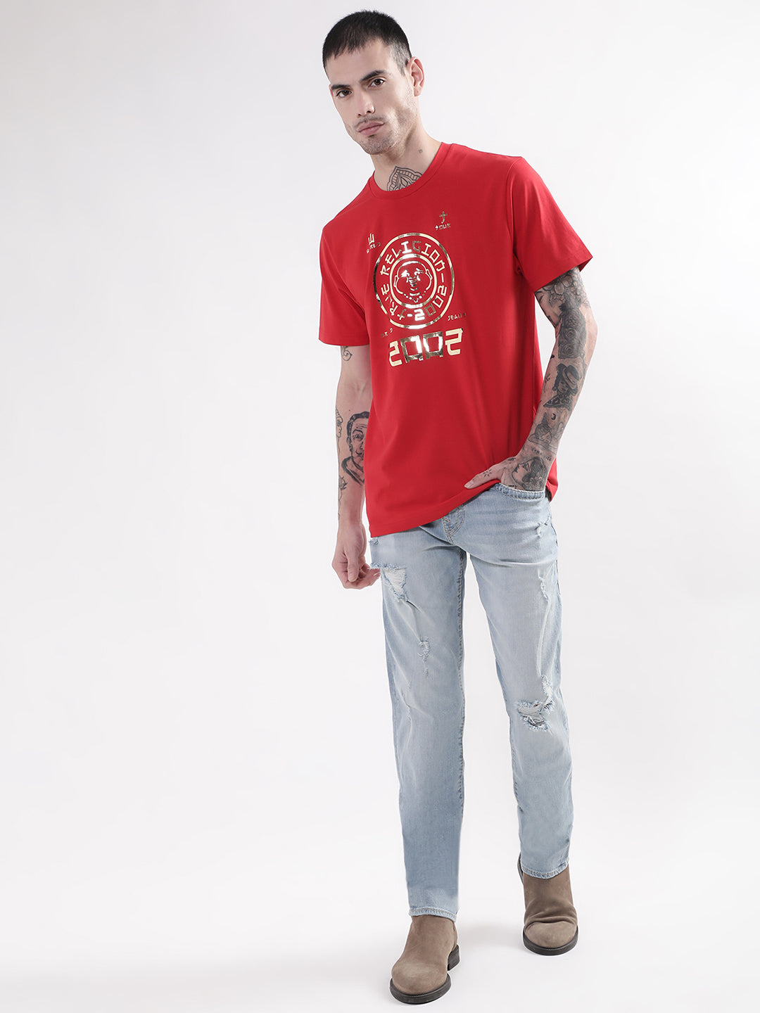 True Religion Red Graphic Logo Regular Fit T-Shirt