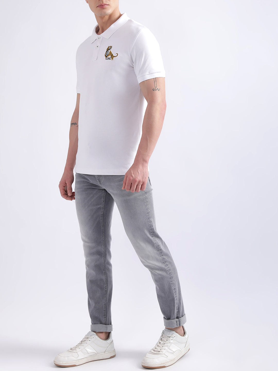 Iconic White Logo Regular Fit Polo T-Shirt