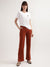 Gant Women Rust Striped Cotton Straight Fit Bootcut Trousers