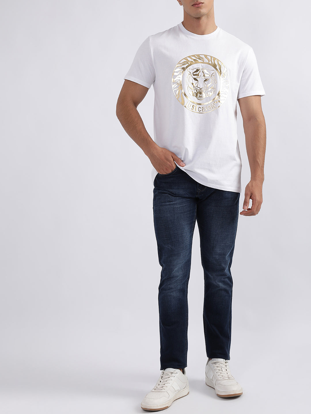 Just Cavalli White Fashion Logo Slim Fit T-Shirt