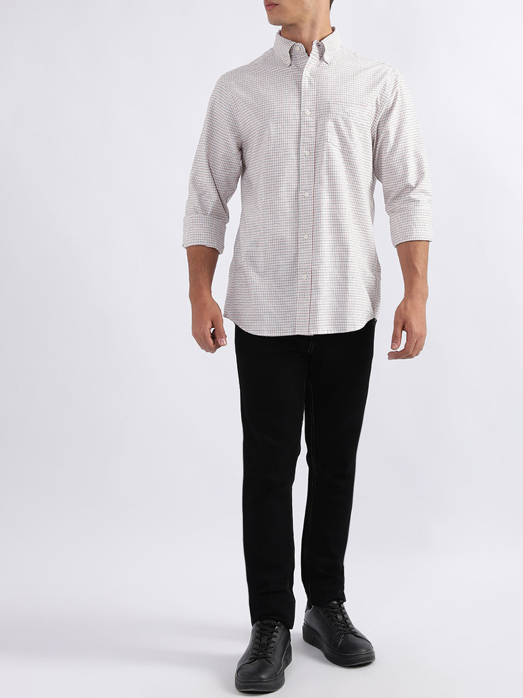 Gant White Checked Regular Fit Shirt