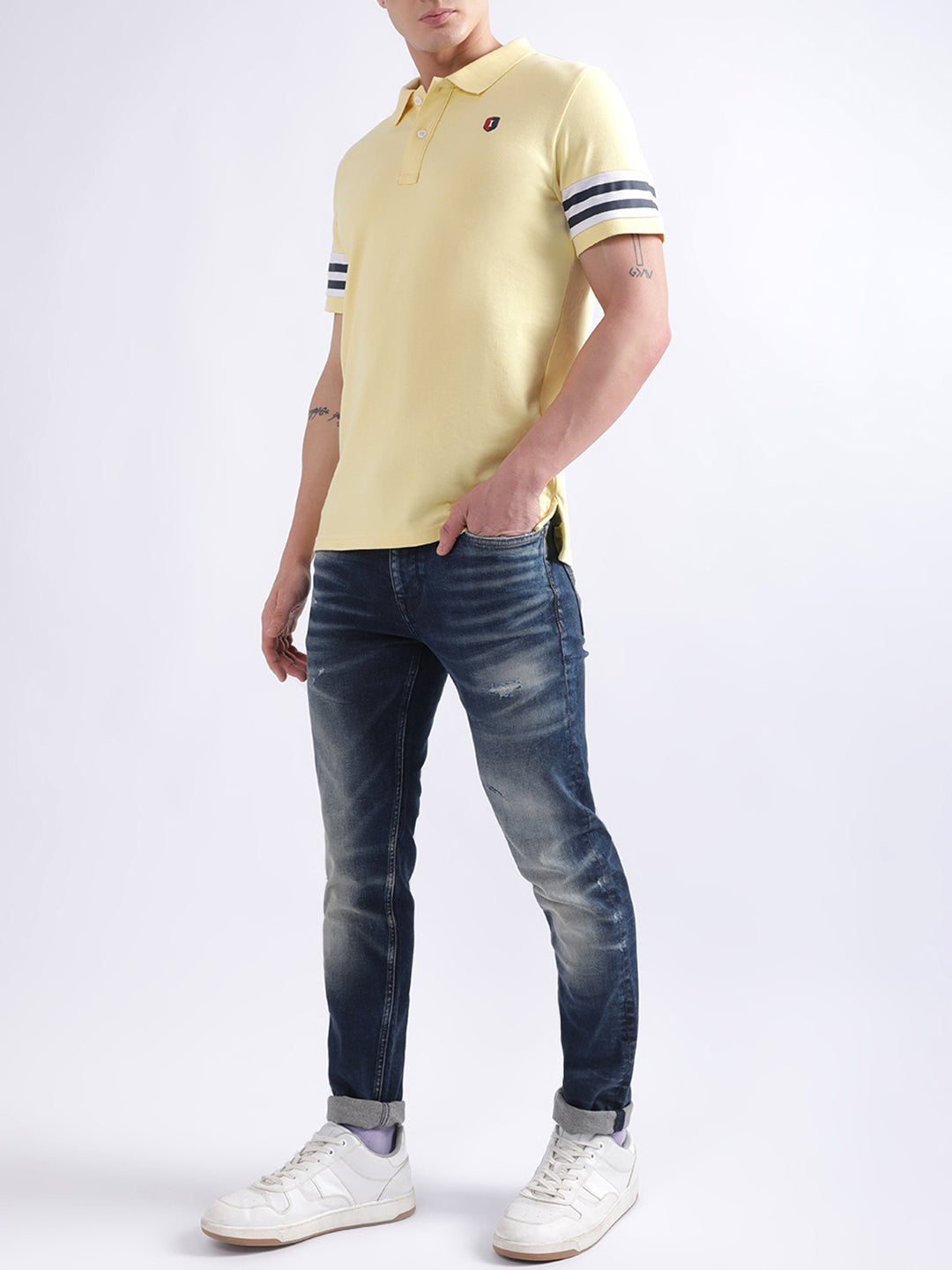 Iconic Yellow Striped Regular Fit Polo T-Shirt