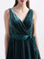 DKNY Women Dark Green Solid V Neck Dress