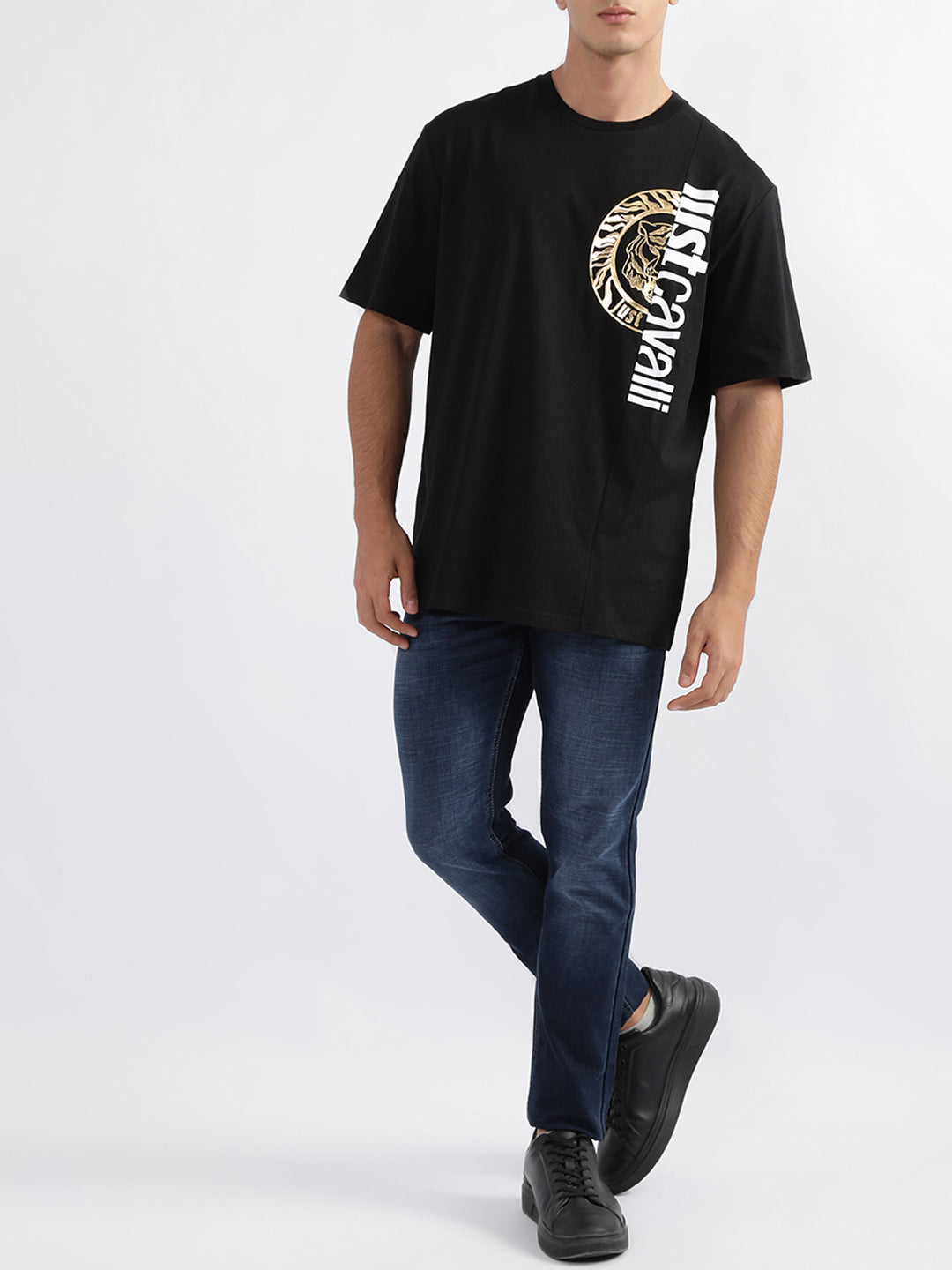 Just Cavalli Black Fashion Logo Slim Fit T-Shirt