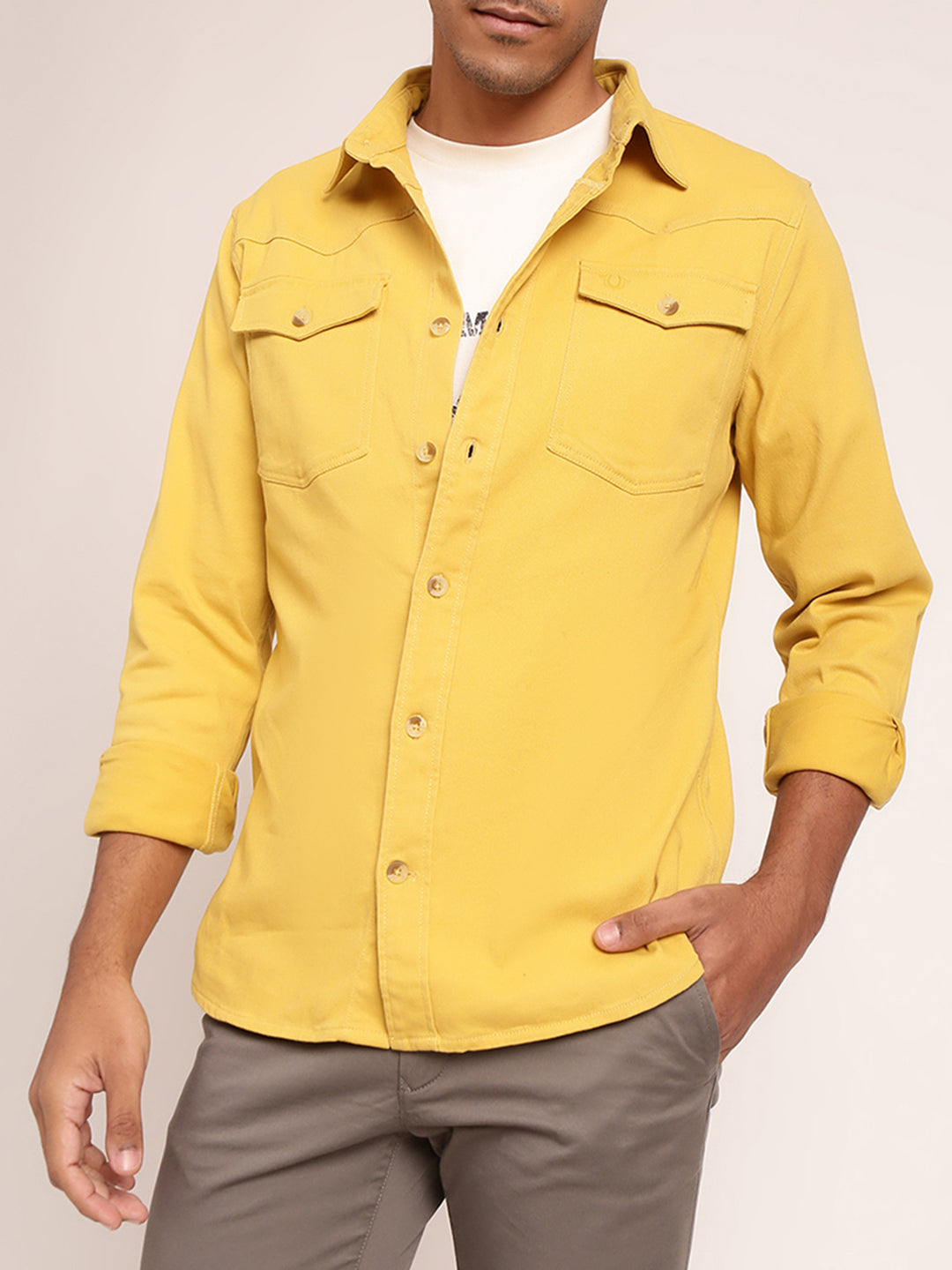 True Religion Yellow Regular Fit Shirt