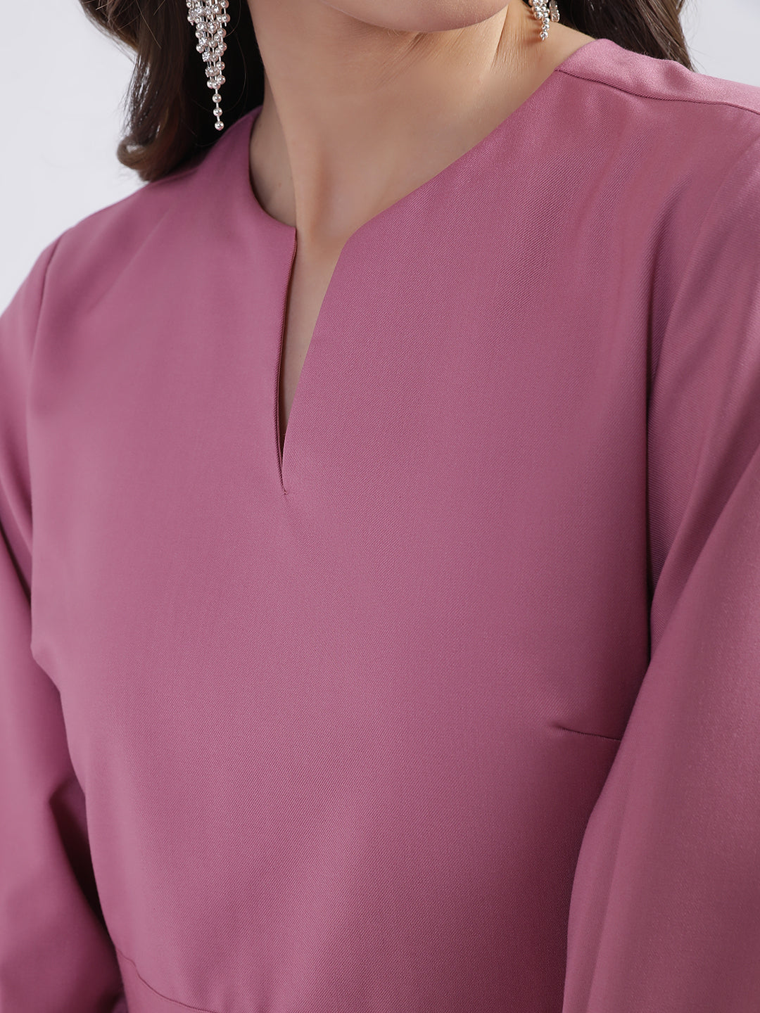 Centre Stage Women Pink Solid V Neck Dress