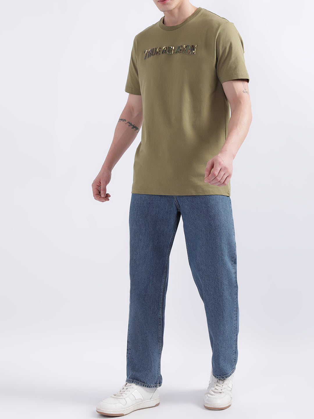 True Religion Olive Logo Regular Fit T-Shirt