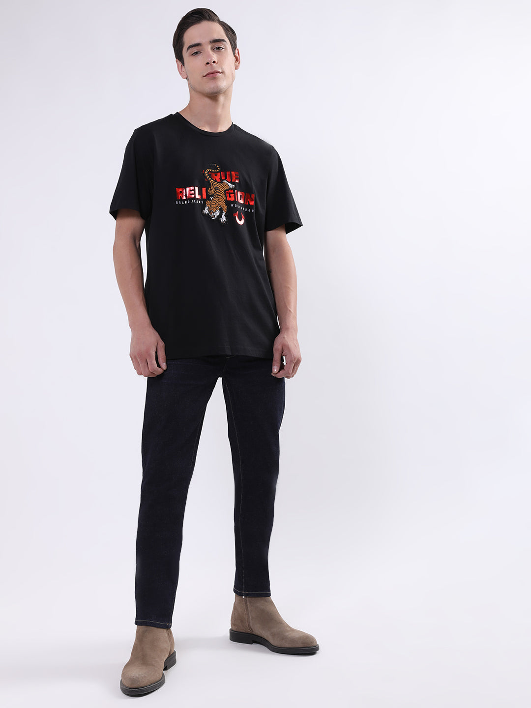 True Religion Black Logo Regular Fit T-Shirt