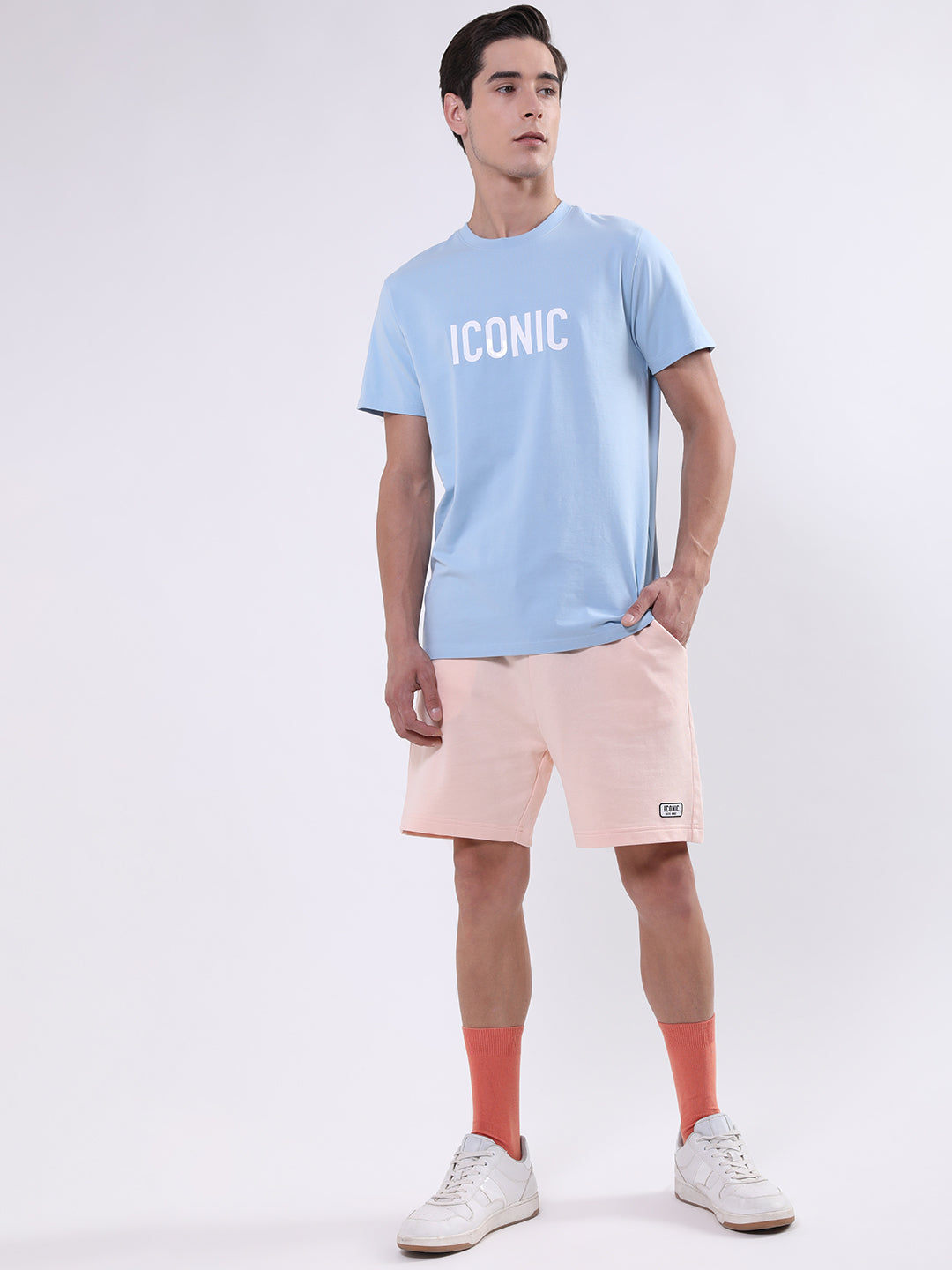 Iconic Men Pink Solid Regular Fit Shorts