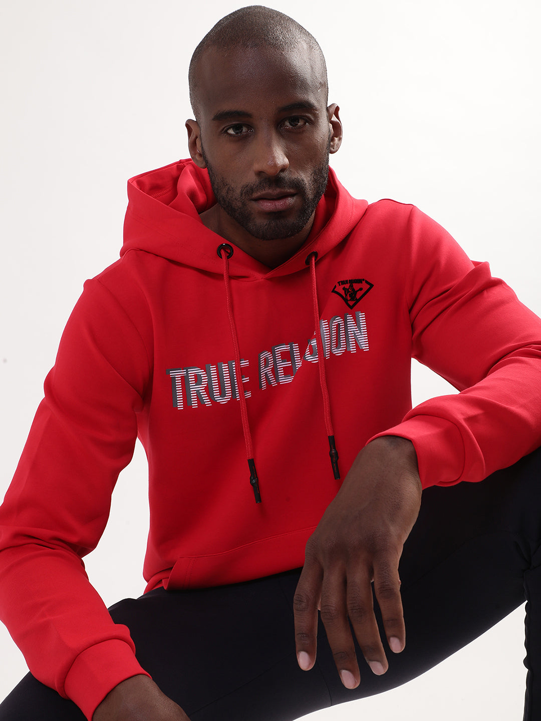 True Religion Men Red Solid Round Neck Sweatshirt