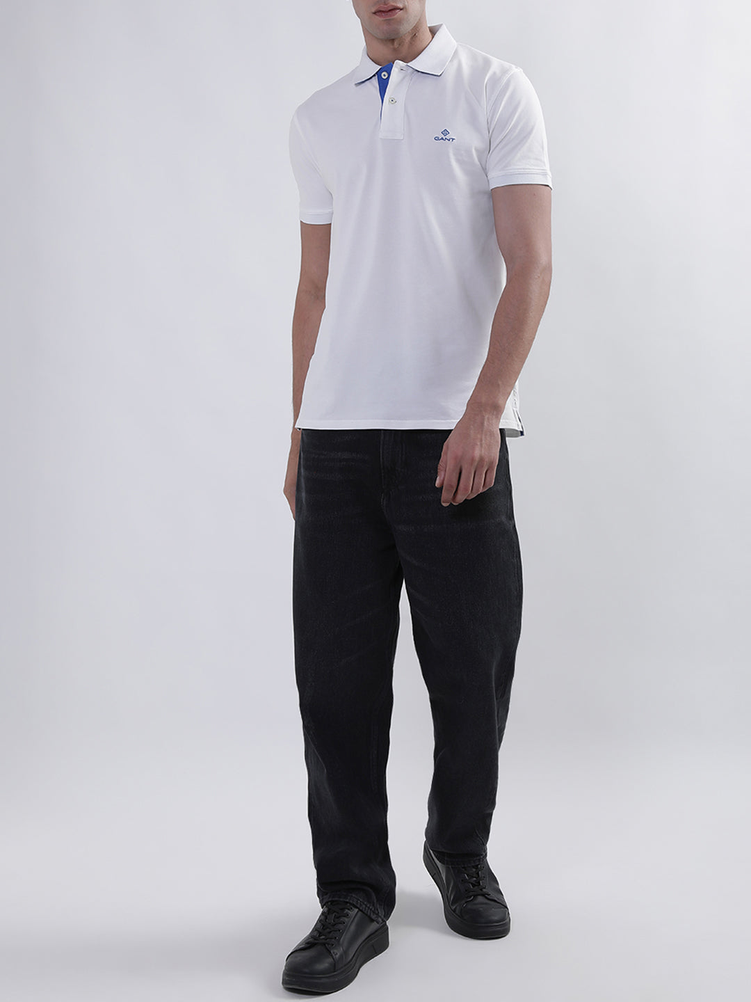 Gant White Contrast Pique SS Rugger Slim Fit Polo T-Shirt