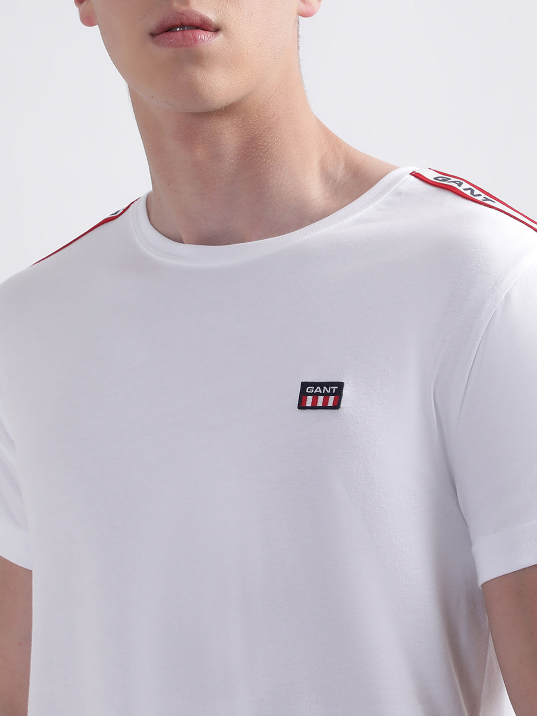 Gant White Shoulder Tape Regular Fit T-Shirt