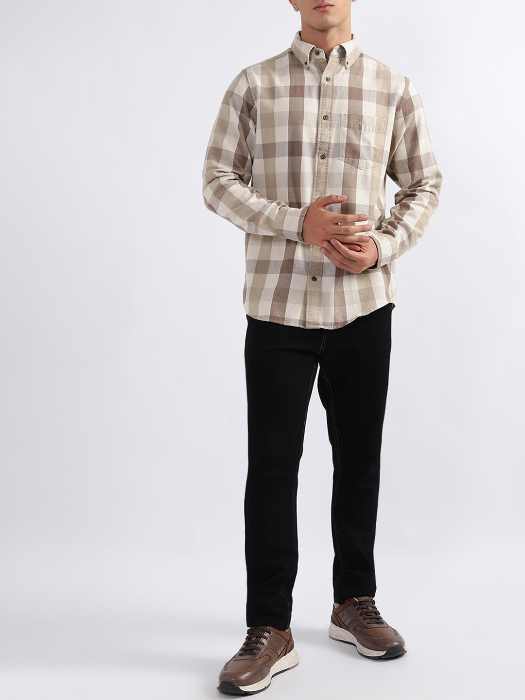 Gant Beige Checked Regular Fit Shirt