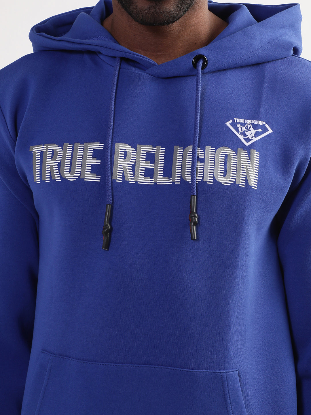 True Religion Men Blue Solid Round Neck Sweatshirt