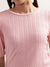 Elle Women Peach Solid Round Neck Top