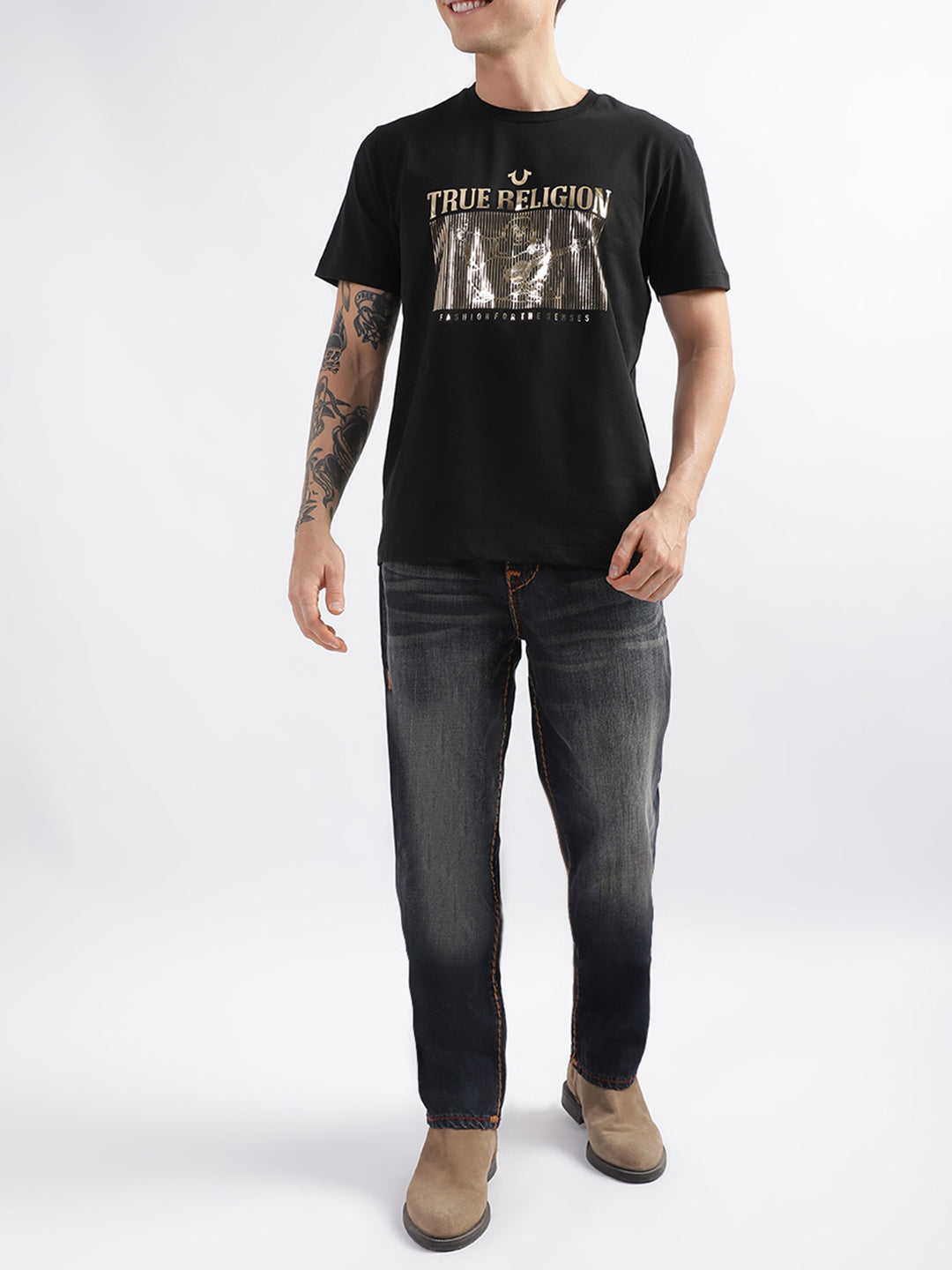 True Religion Jet Black Fashion Logo Regular Fit T-Shirt