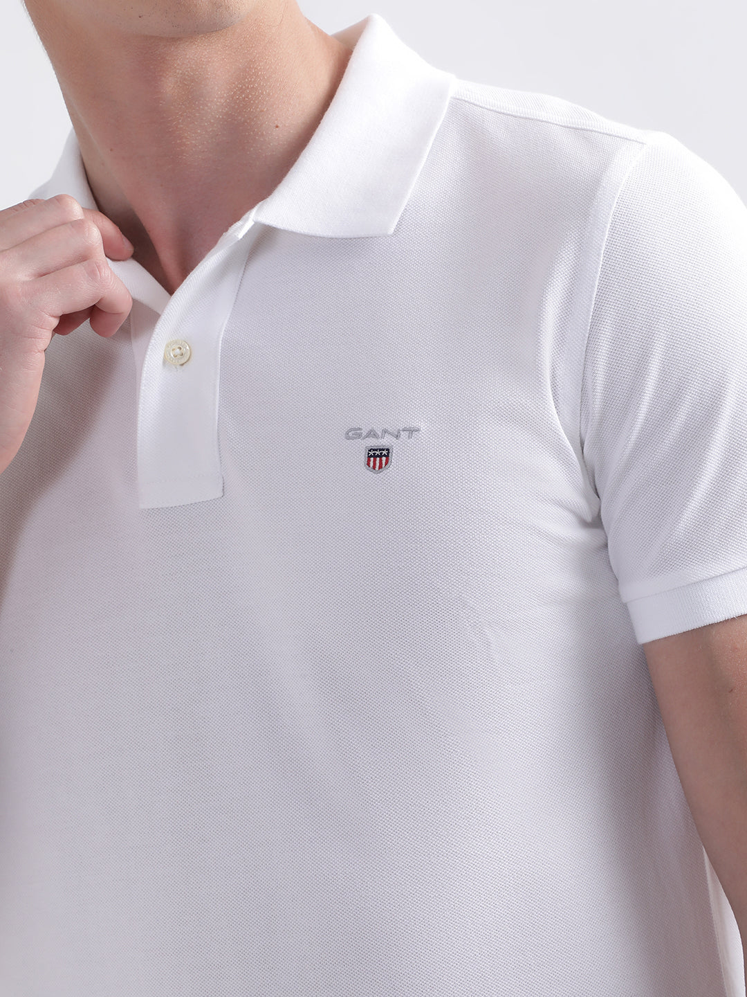 Gant White Original Slim Fit Pique Polo T-Shirt