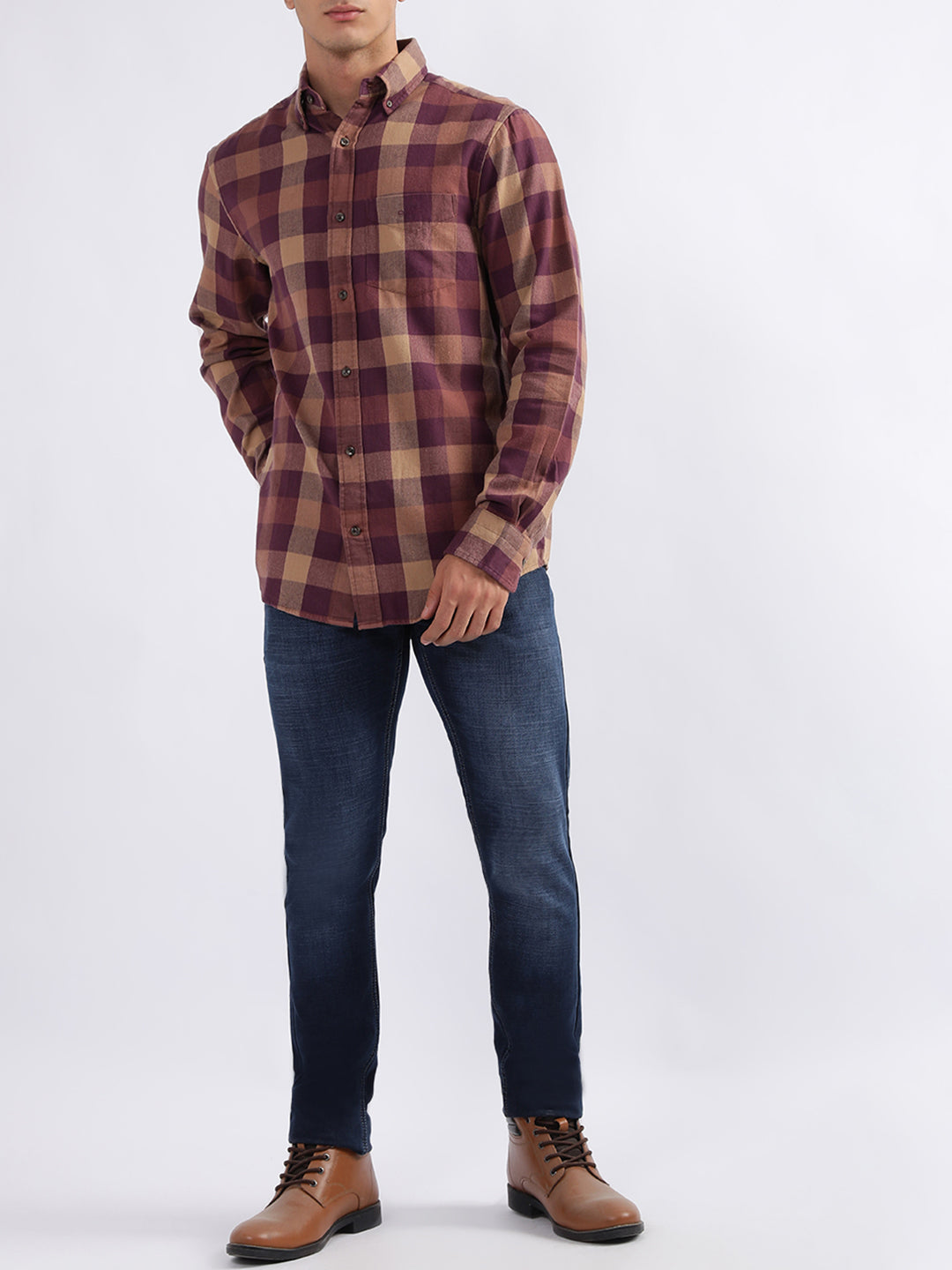 Gant Wine Checked Regular Fit Shirt