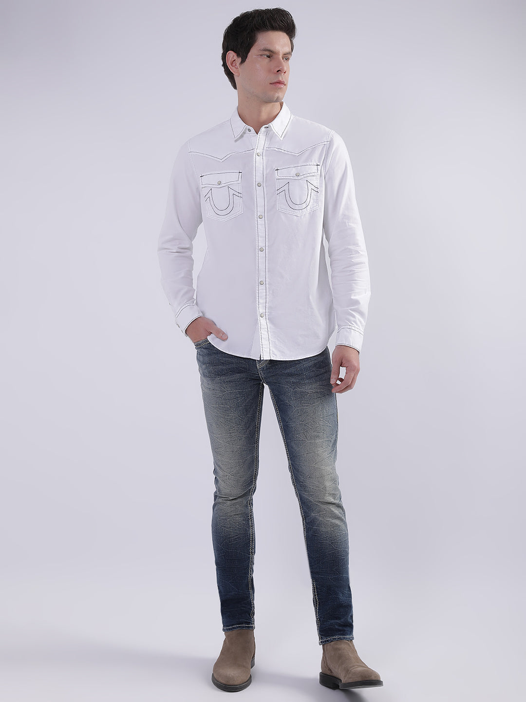 True Religion White Fashion Regular Fit Shirt