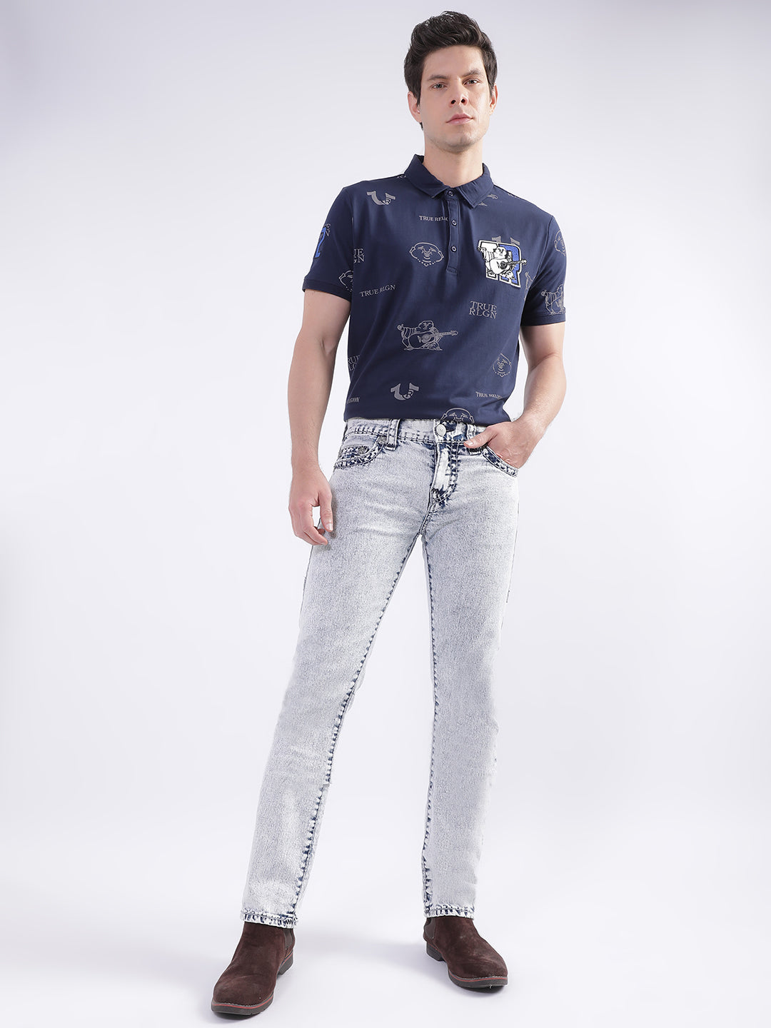 True Religion Men Straight Fit Heavy Fade Jeans