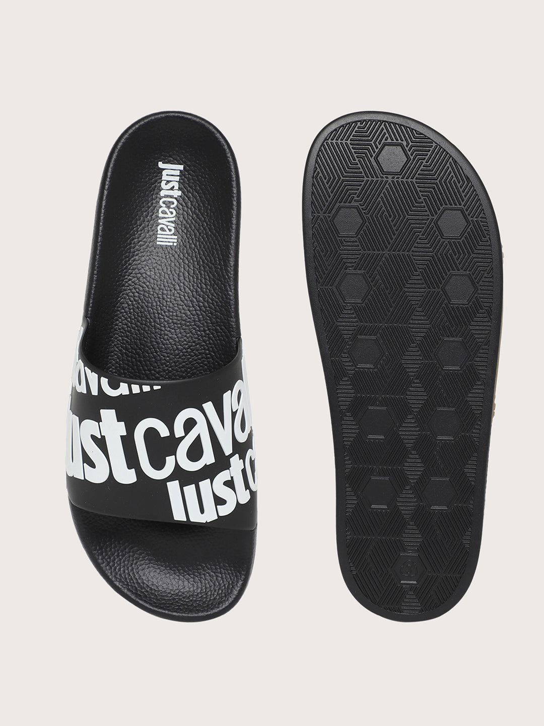 Just Cavalli Men Black Sliders ICONIC INDIA Iconic India