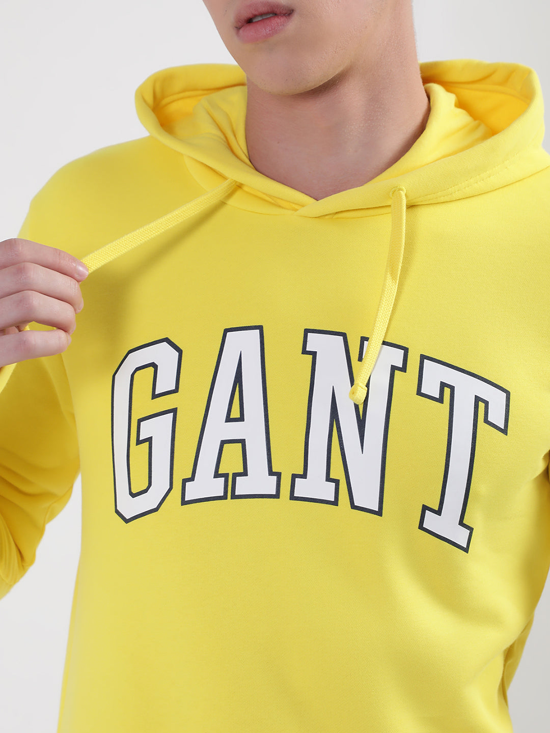 Gant Men Yellow Solid Hooded Sweatshirt