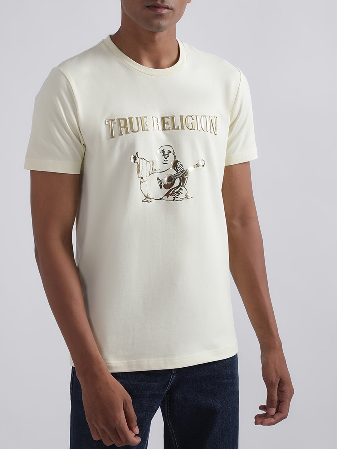 True Religion Off White Logo Regular Fit T-Shirt