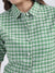 Iconic Women Green Checked Collar Top