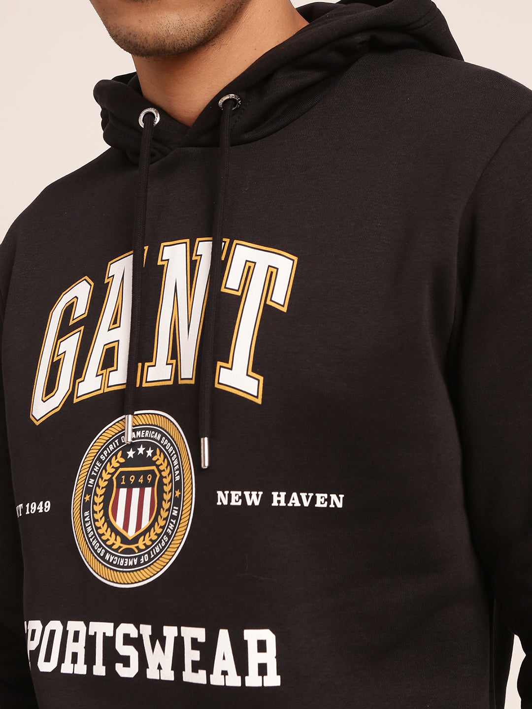 Gant Men Black Solid Hooded Sweatshirt