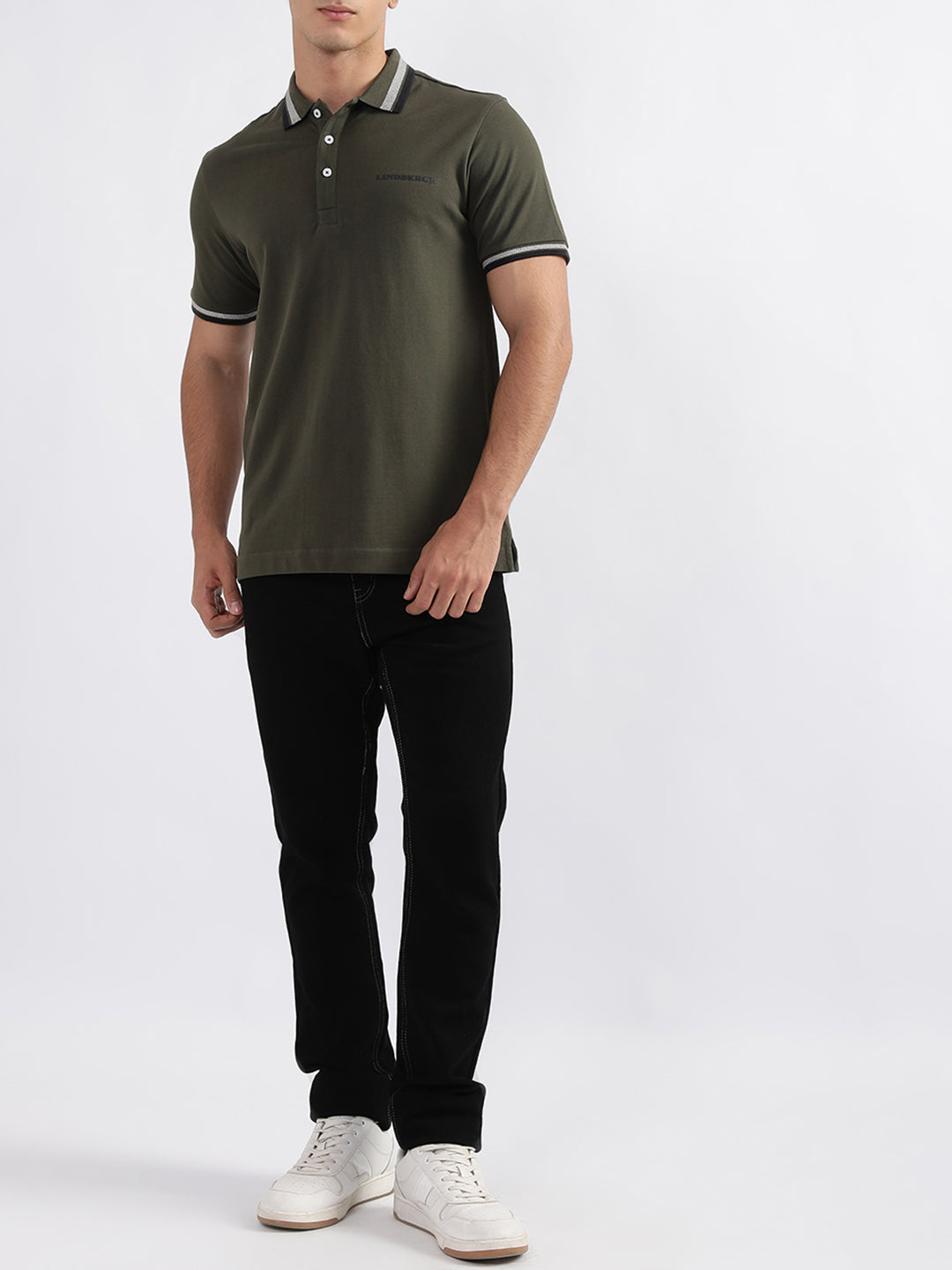 Lindbergh Green Fashion Regular Fit Polo T-Shirt