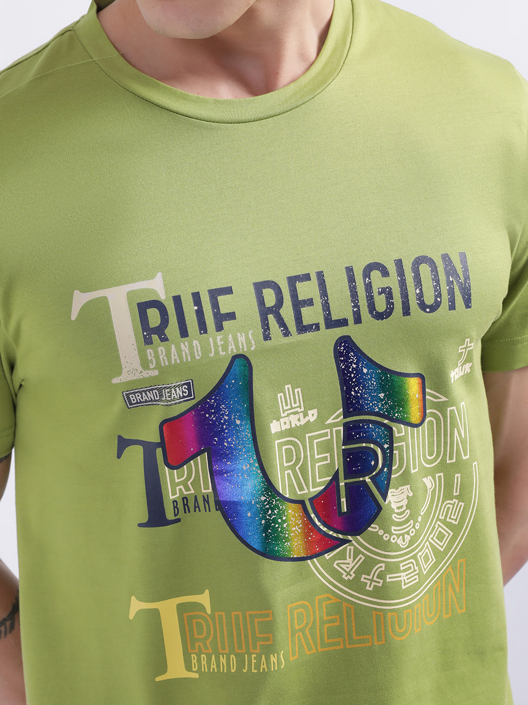 True Religion Green Logo Regular Fit T-Shirt