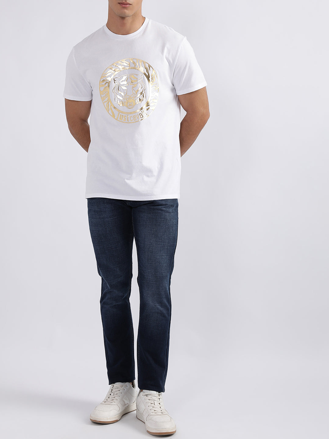 Just Cavalli White Fashion Logo Slim Fit T-Shirt