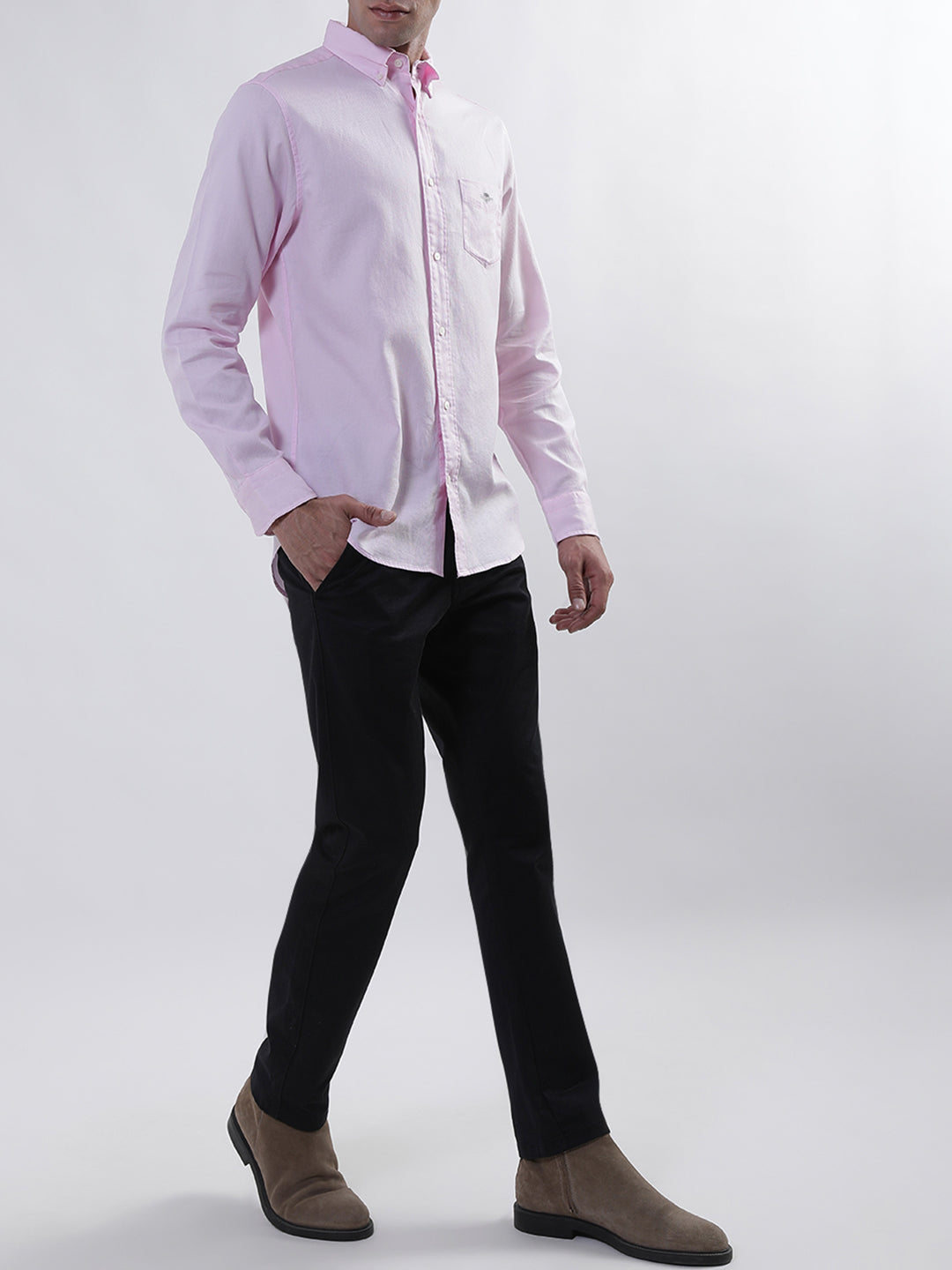 Gant Pink Honeycomb Weave Regular Fit Shirt