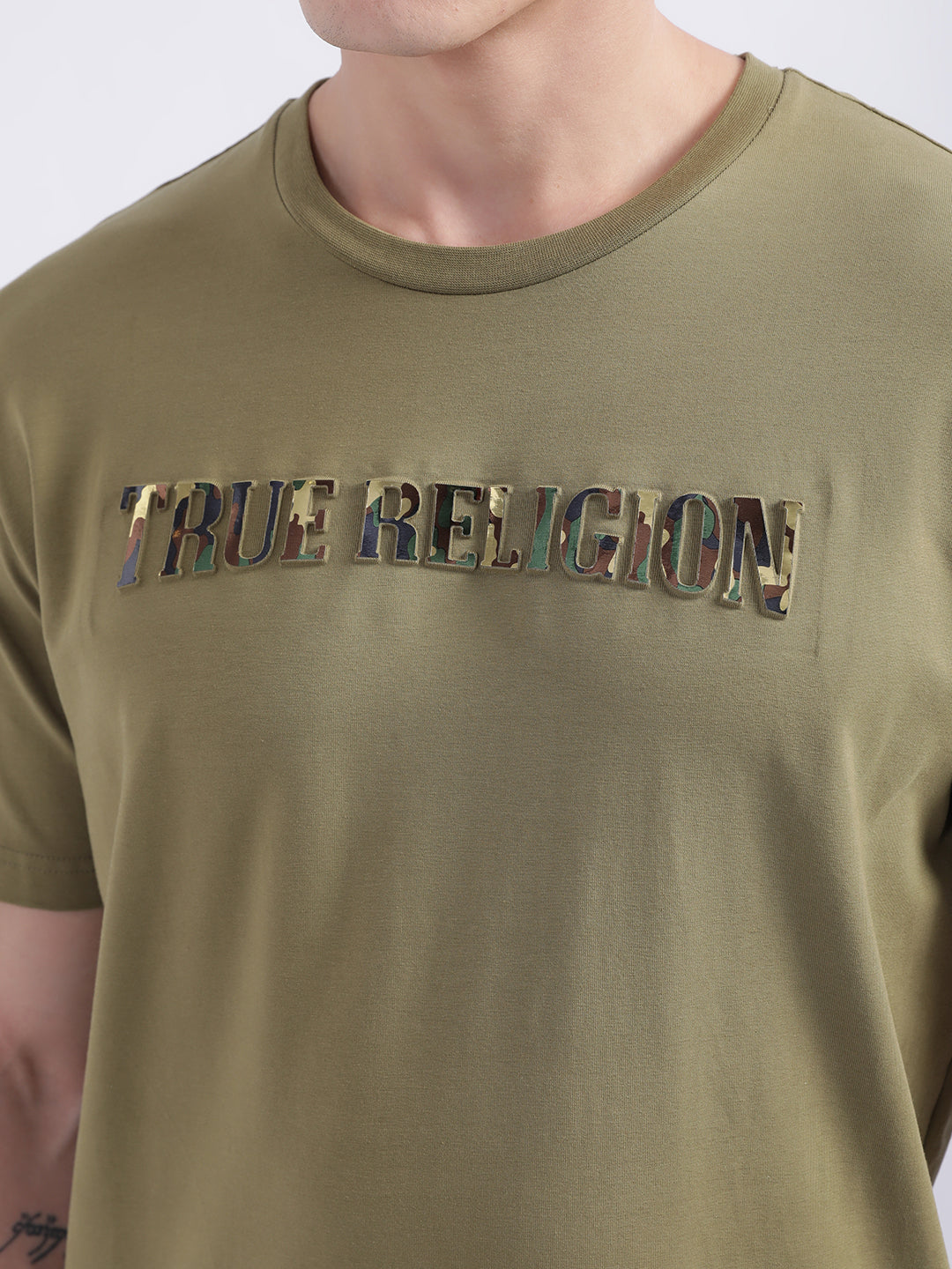 True Religion Olive Logo Regular Fit T-Shirt