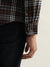 Iconic Men Brown Checked Spread Collar Full Sleeves Shirt