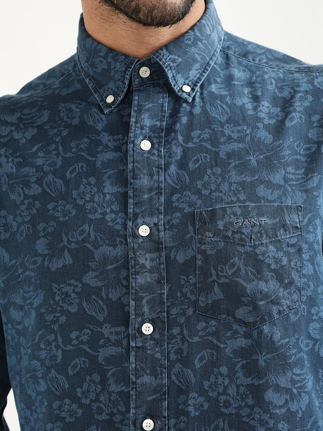 Gant Navy Floral Print Regular Fit Shirt