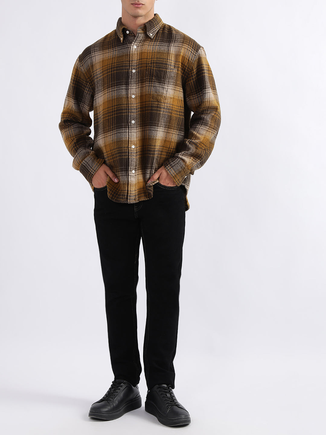 Gant Brown Checked Relaxed Fit Shirt