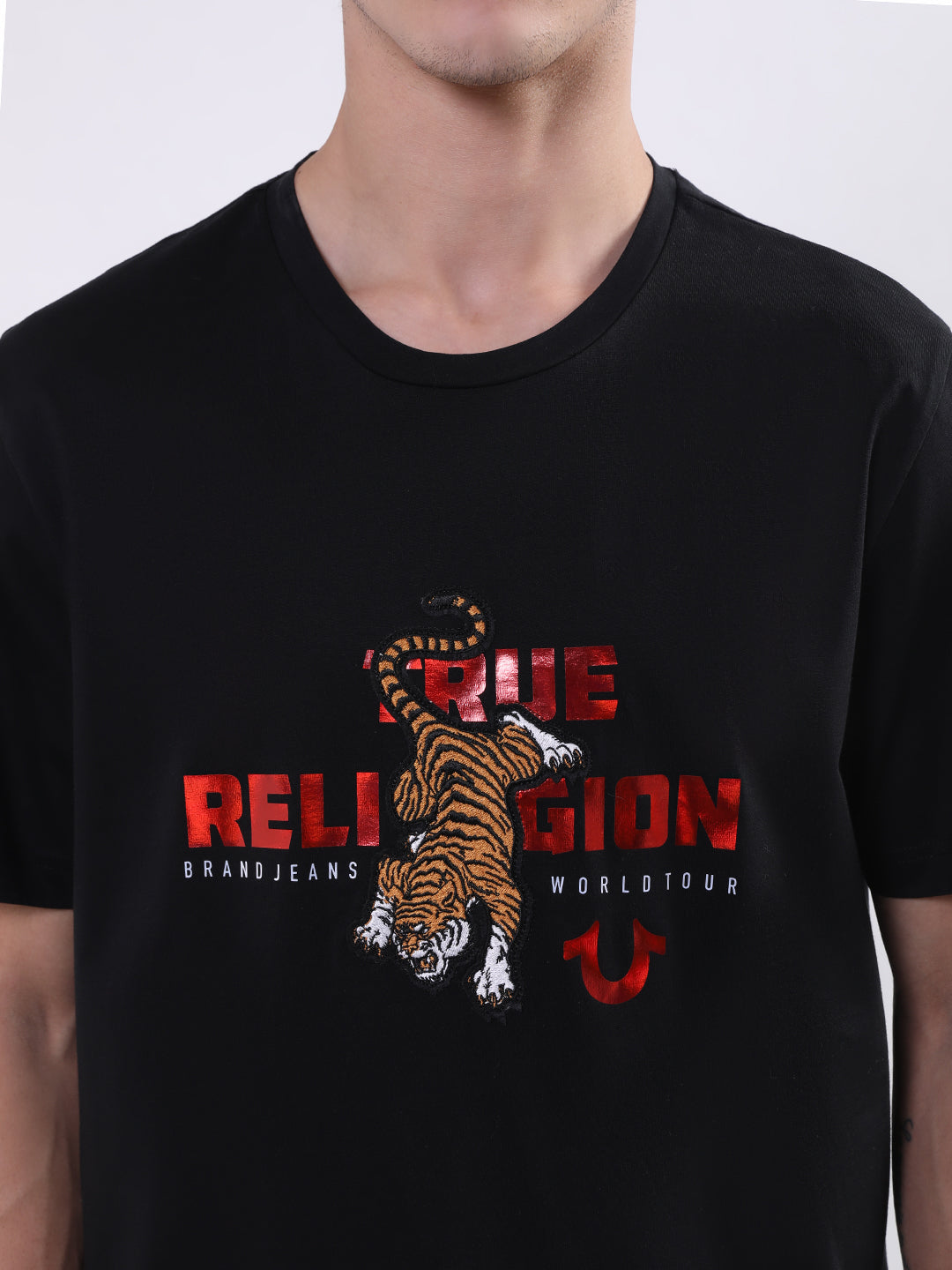 True Religion Black Logo Regular Fit T-Shirt