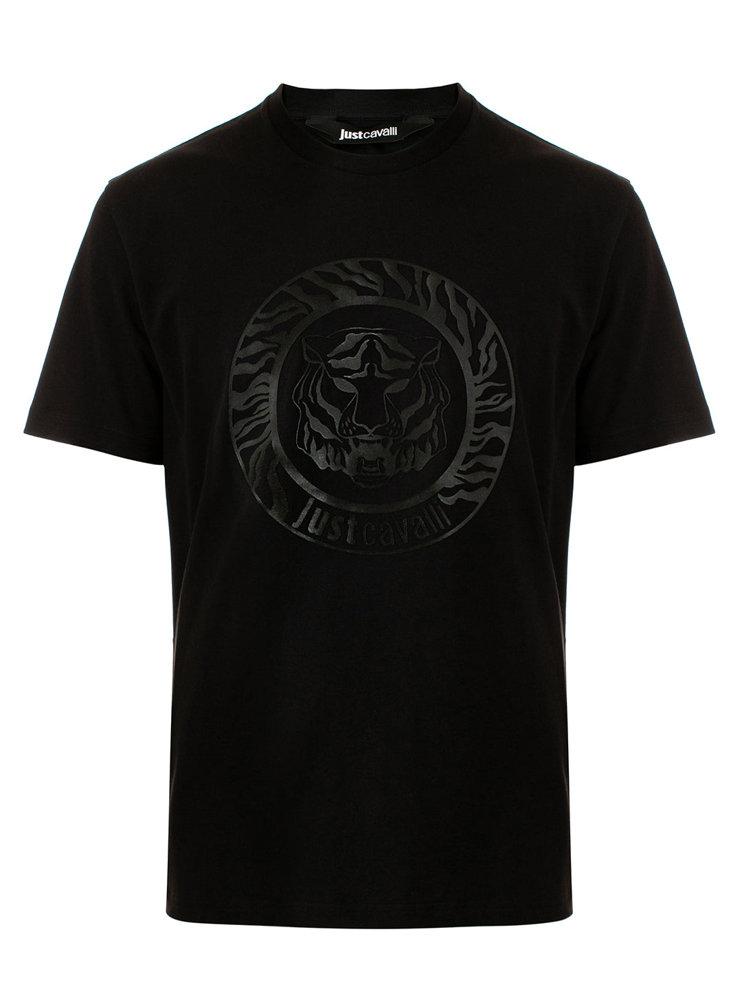 Just Cavalli Men Black Printed Round Neck TShirt