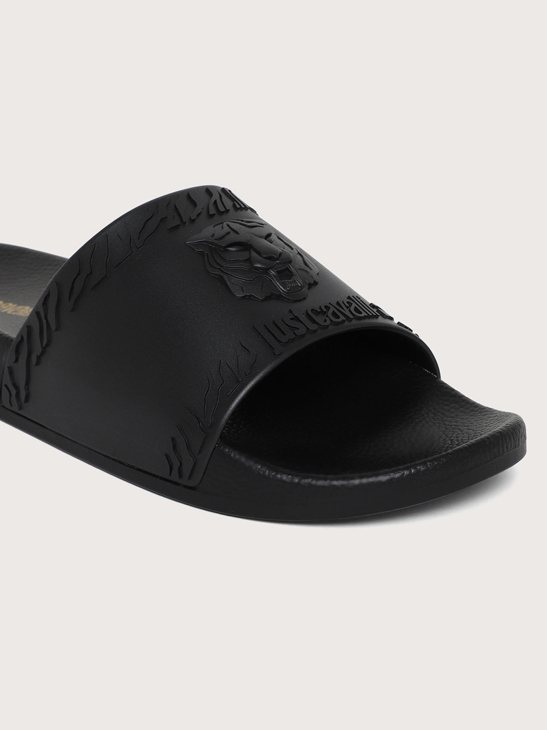 Just Cavalli Men Black Sliders ICONIC INDIA Iconic India