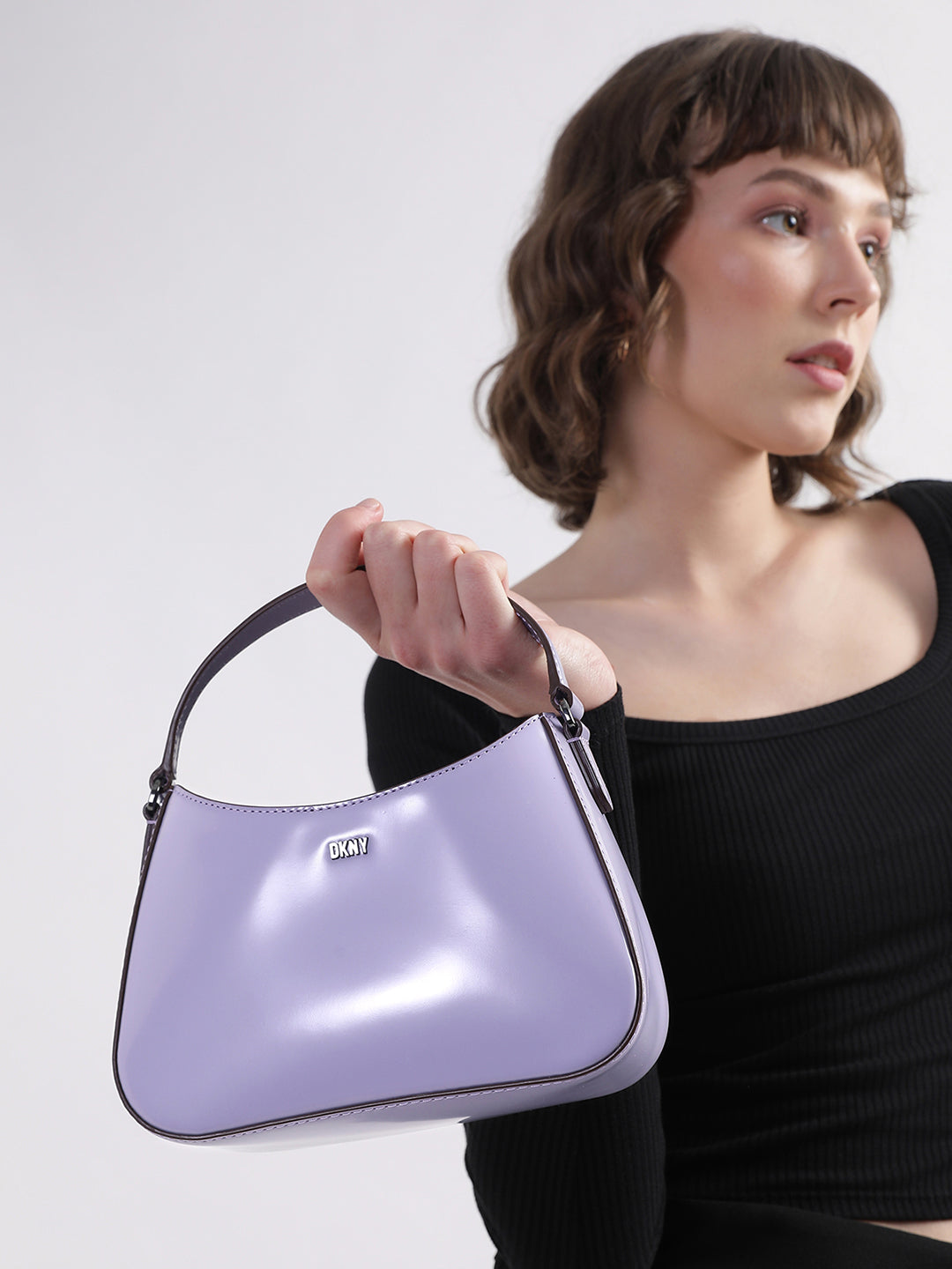 DKNY Women Lavender Solid Crossbody