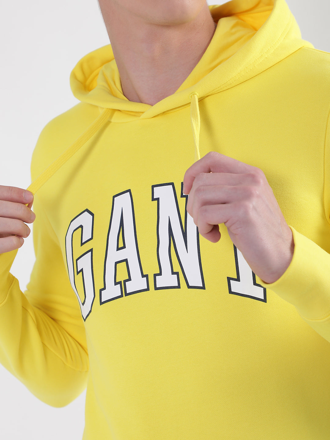 Gant Men Yellow Solid Hooded Sweatshirt