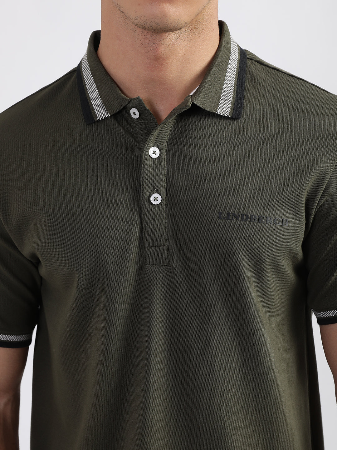 Lindbergh Green Fashion Regular Fit Polo T-Shirt