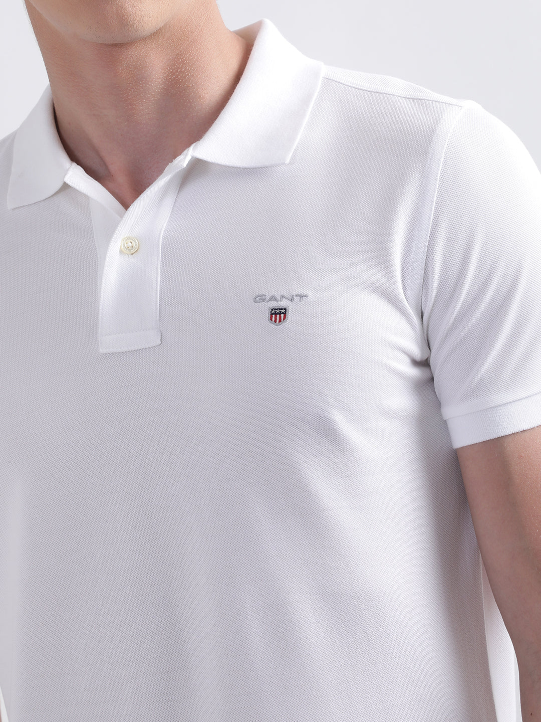 Gant White Original Slim Fit Pique Polo T-Shirt