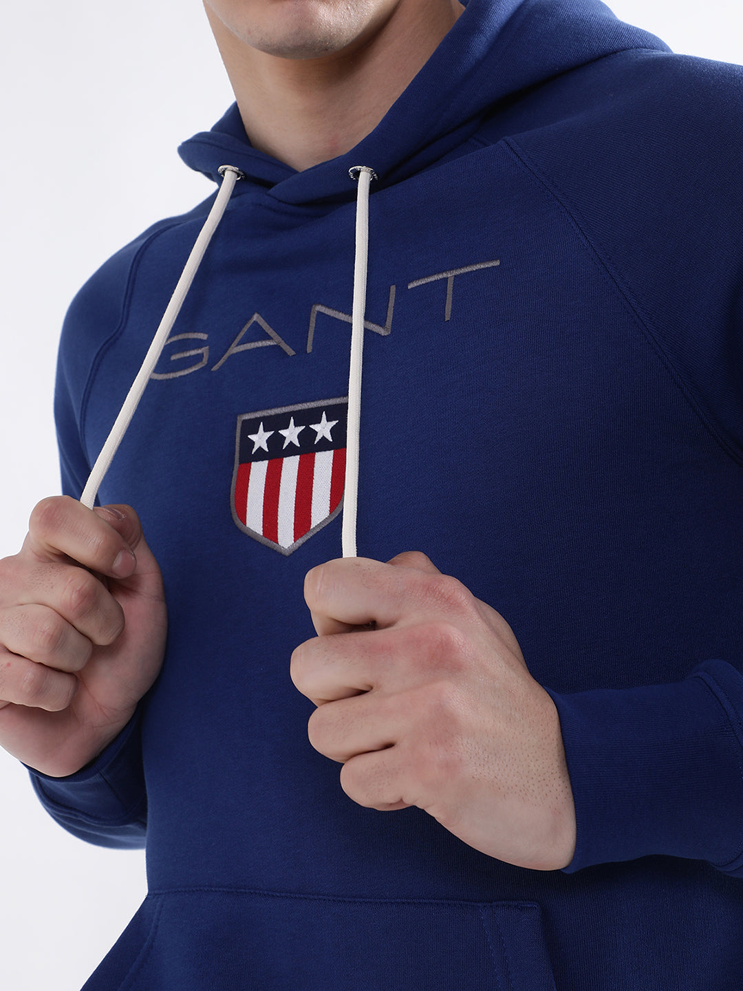 Gant Men Blue Solid Hooded Sweatshirt