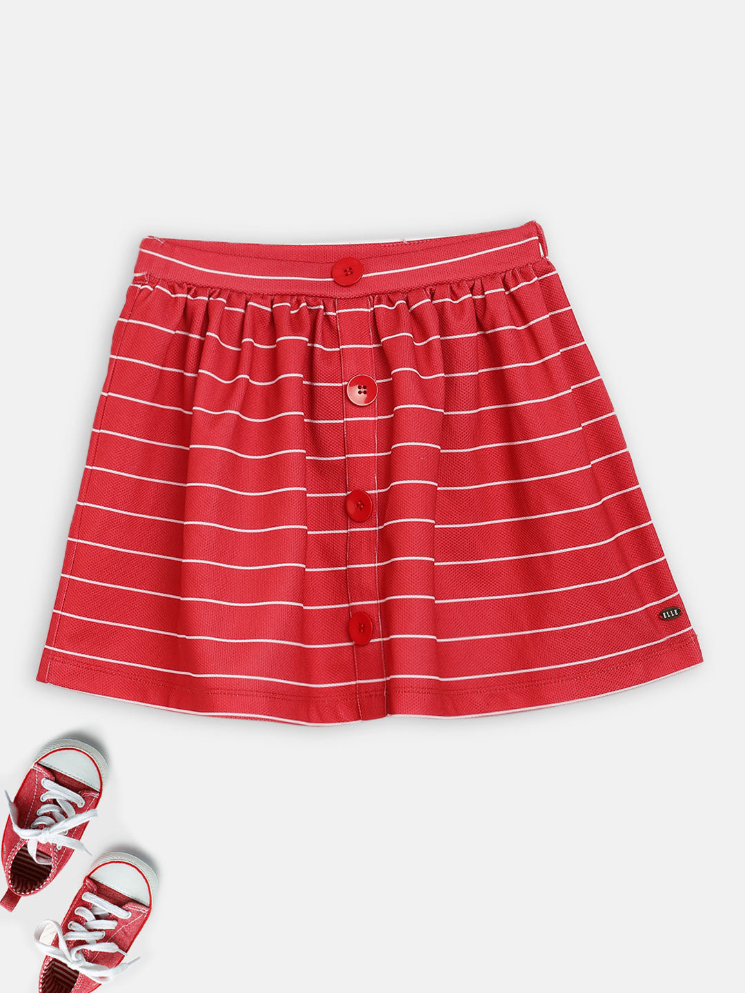 Elle Kids Girls Red Printed Regular Fit Skirt