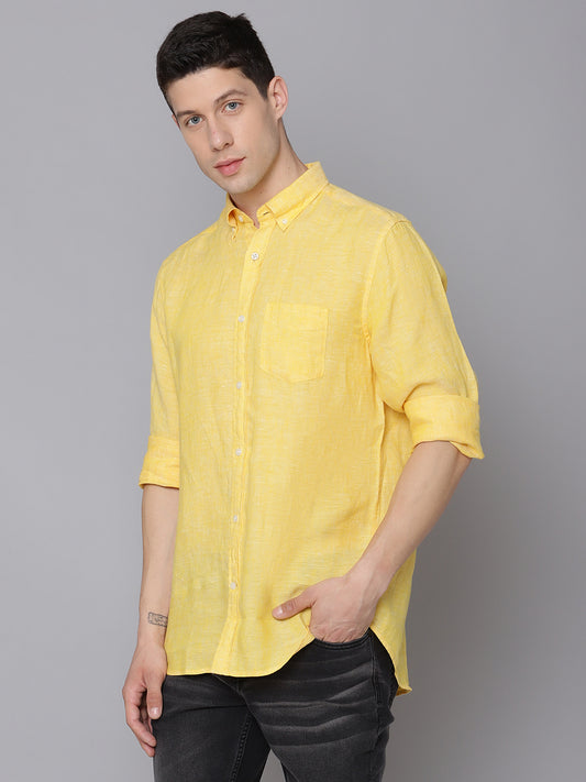 Gant Men Yellow Solid Collar Shirt